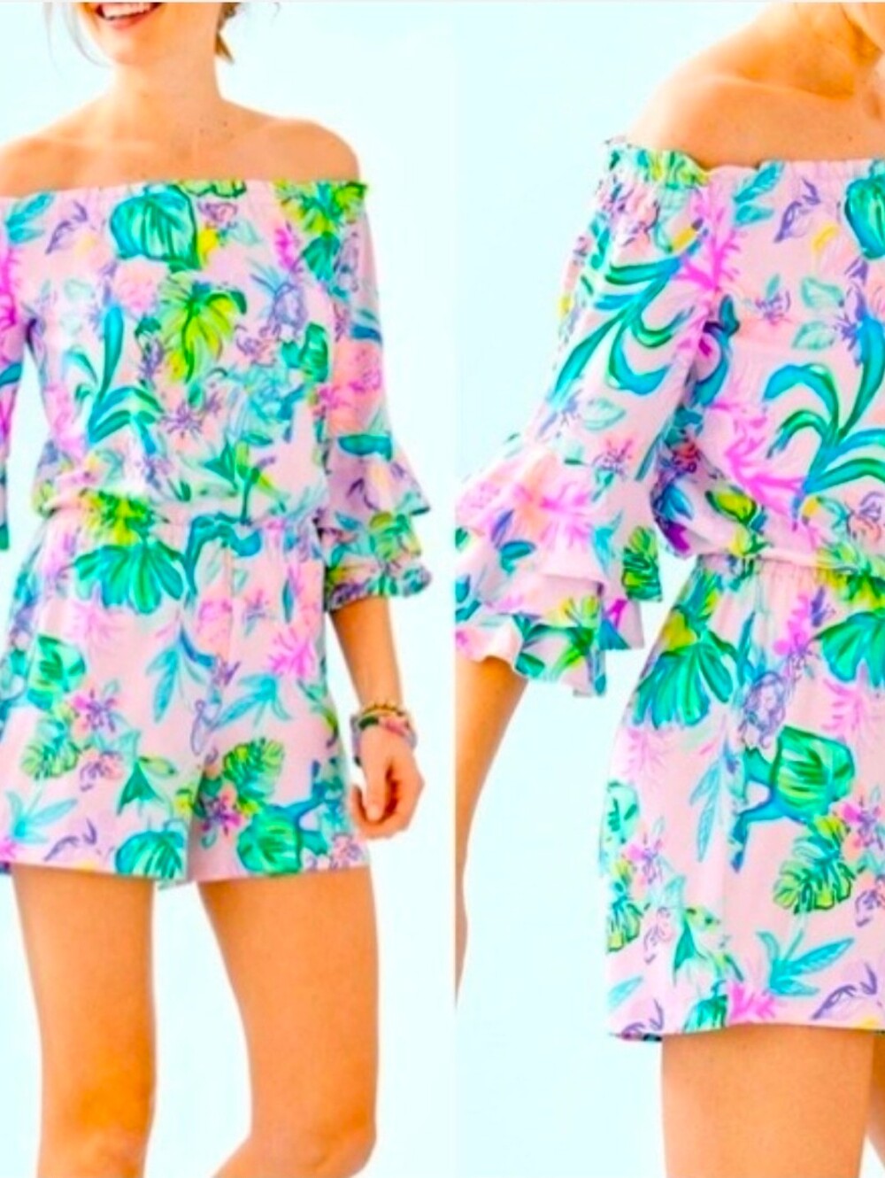 Lilly Pulitzer Calla Romper Amethyst Tin Mermaid In The Shade